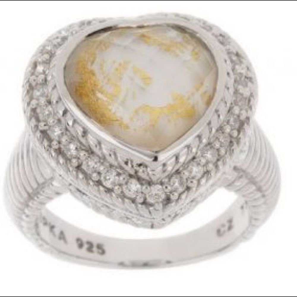 Judith Ripka Doublette Ring Genuine 925 and Quartz